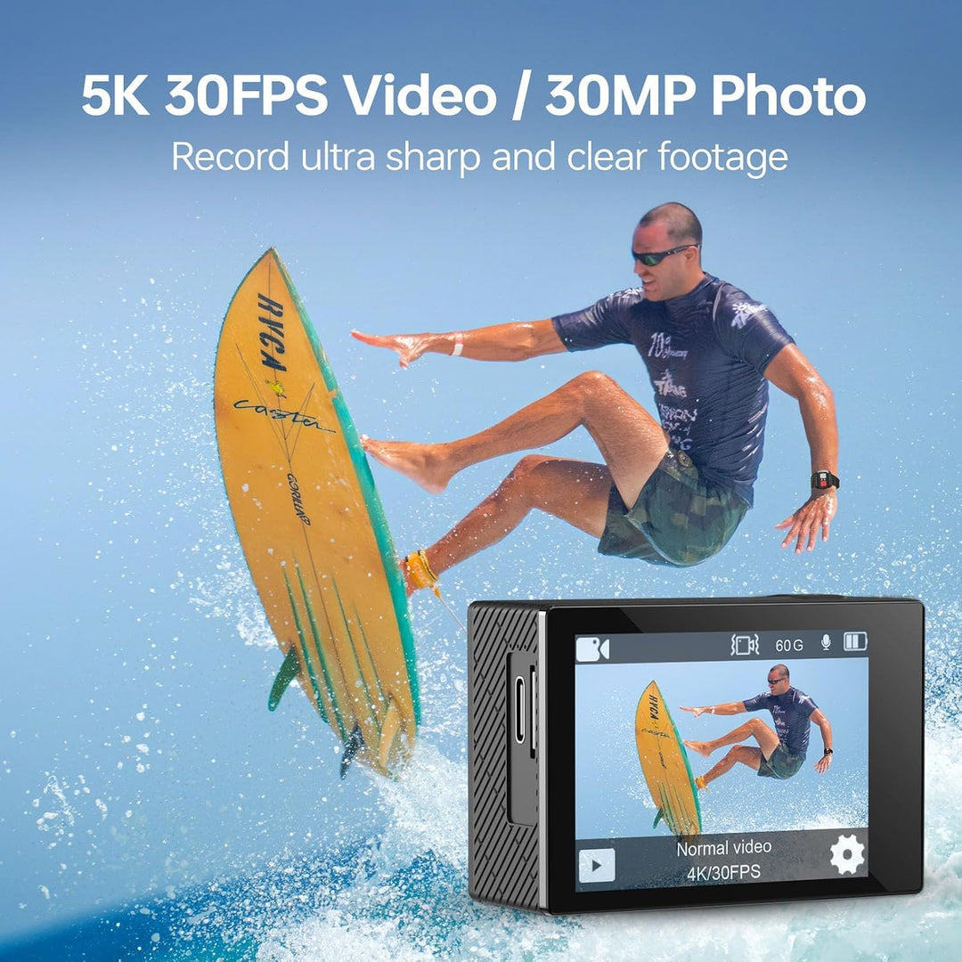 Speed 10 Action Cam, 5K30FPS 30MP Action Cam, 40 m wasserdichte Unterwasserkamera, WLAN, 170° Ultraw