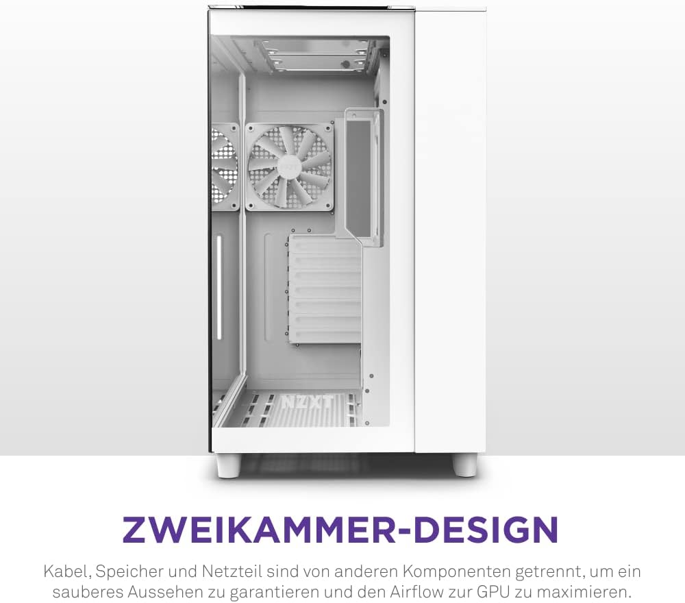 NZXT H9 Elite Dual-Chamber ATX Mid-Tower PC Gaming-Gehäuse – CM-H91EW-01 - Enthält 3 x 120mm F120 RG