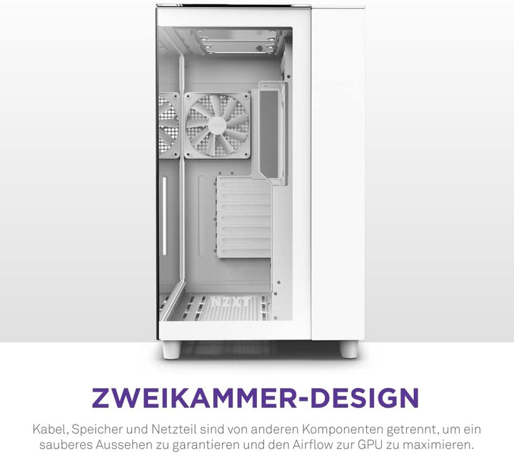 NZXT H9 Elite Dual-Chamber ATX Mid-Tower PC Gaming-Gehäuse – CM-H91EW-01 - Enthält 3 x 120mm F120 RG