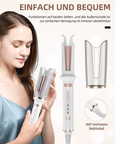 CkeyiN Automatischer Lockenstäbe,Lockenstab Automatisch Grosse Locken Hair Curler mit 3 Temperatur,A