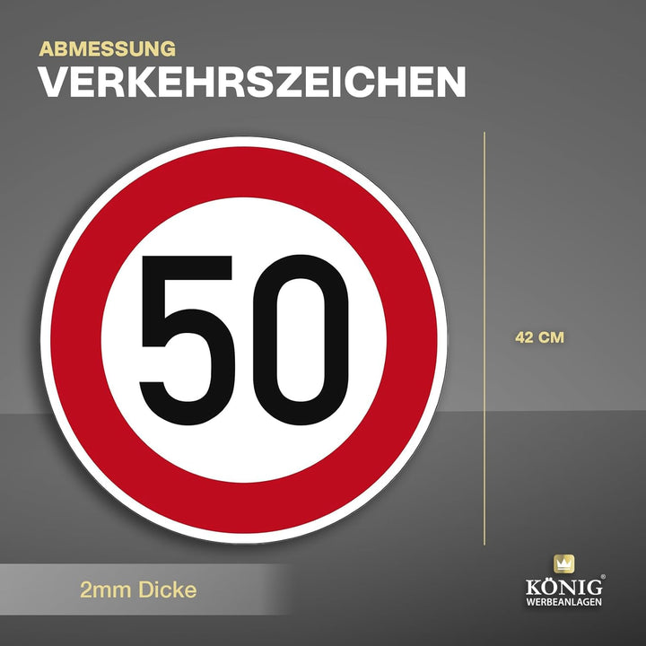 Verkehrszeichen Zulässige Höchstgeschwindigkeit 50 Nr. 274-50 | Ø 420mm, Alu 2mm, RA1 | Original Ver