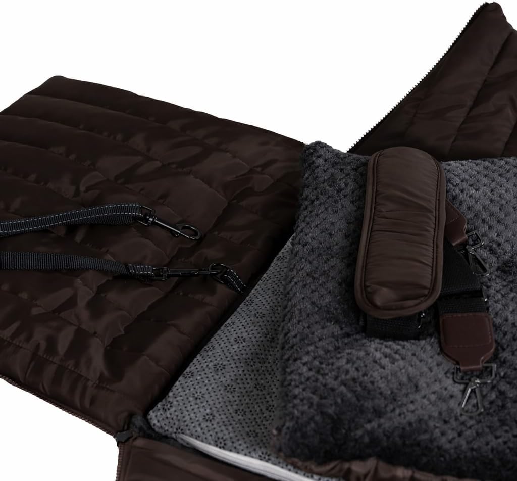 Hundetragetasche Donna 3-in-1 Hundetasche, Autositz & Reisebett in einem Schokobraun- Für kleine Hun