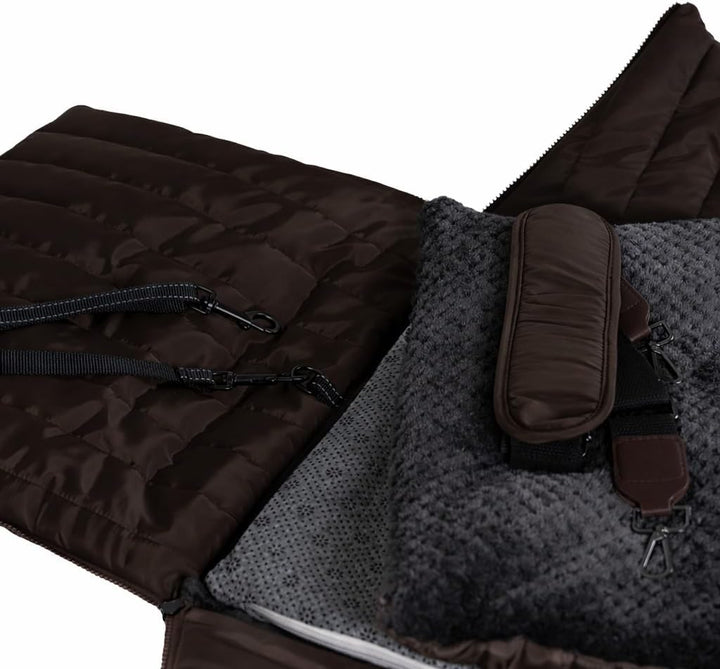Hundetragetasche Donna 3-in-1 Hundetasche, Autositz & Reisebett in einem Schokobraun- Für kleine Hun