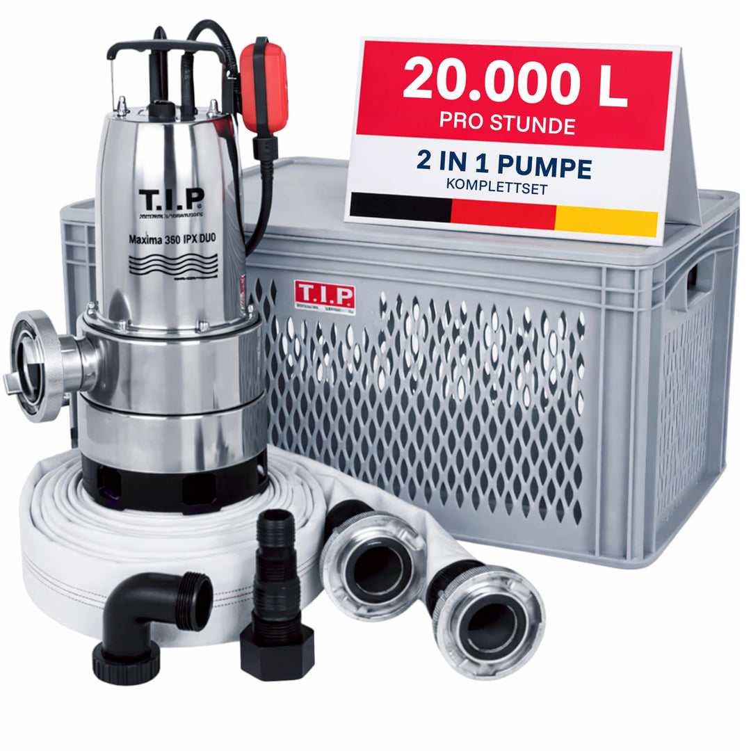 T.I.P. Anti Flut Kit (20.000l/h Fördermenge, 1mm Flachabsaugend mit Duo-Ring, Schutz vor Überschwemm