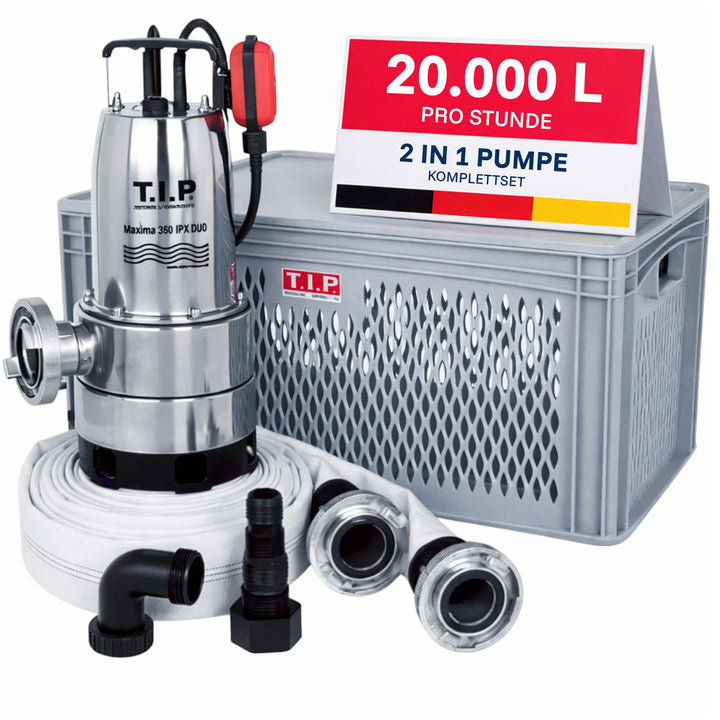 T.I.P. Anti Flut Kit (20.000l/h Fördermenge, 1mm Flachabsaugend mit Duo-Ring, Schutz vor Überschwemm