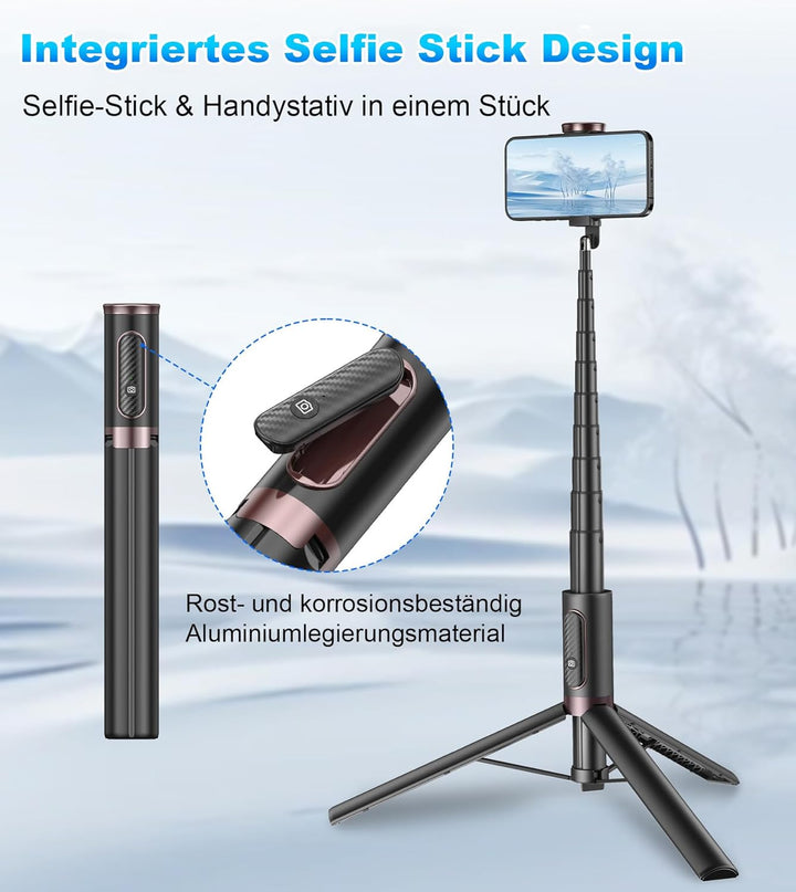 TONEOF 170CM Selfie Stick Stativ, Ausziehbar All-in-1 Stativ Handy Foto-&Videokits aus Aluminium mit