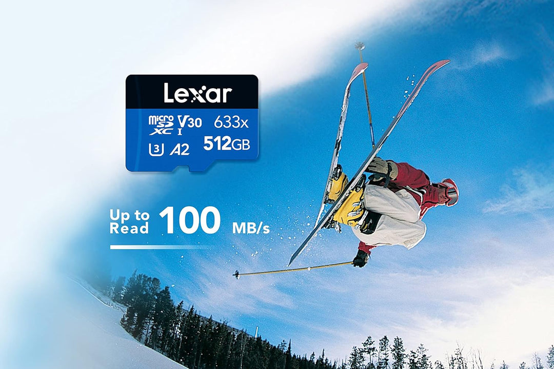 Lexar 633x 512GB Micro SD Karte, microSDXC UHS-I Karte + SD-Adapter, Bis zu 100 MB/s Lesen, Speicher