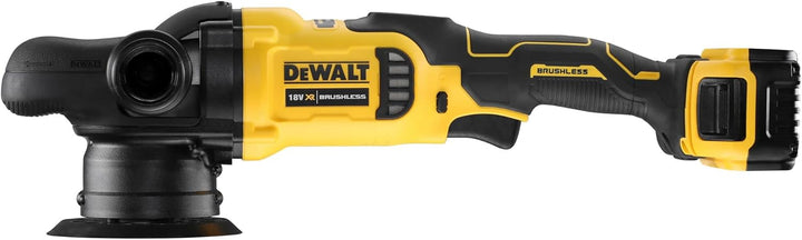 DeWalt DCM848P2-QW Doppel-Action-Poliermaschine XR 18 V 5 Ah Li-Ion Brushless – 2 Akkus gelb
