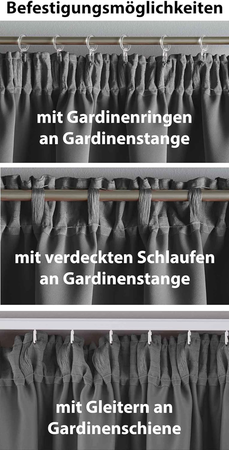 Gardinenbox Vorhang Blickdicht »Newyork« verdeckte Schlaufen Dunkelgrau HxB 225x295 cm 1er-Pack Ther