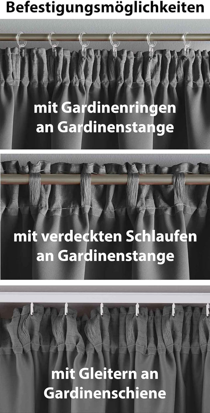 Gardinenbox Vorhang Blickdicht »Newyork« verdeckte Schlaufen Dunkelgrau HxB 225x295 cm 1er-Pack Ther