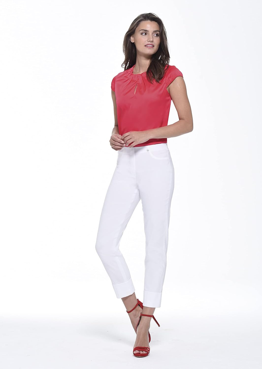 Robell Style BELLA09-7/8 Stoffhose Damen high Waist - Damenhose Power Stretch - Bengaline Stoff Hose