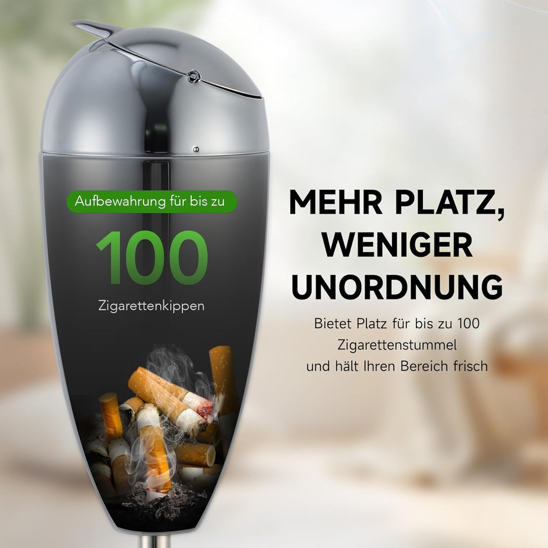 CO-Z Standaschenbecher Edelstahl Aschenbecher mit Deckel für Drinnen Höhenverstellbar Stand Aschenbe
