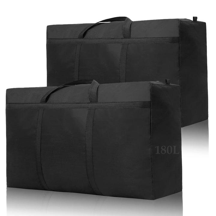 Kongming 2 Stück 180L Aufbewahrungstasche xxl Wasserdichte 600D Oxford Schwarz Extra Gross Umzugstas