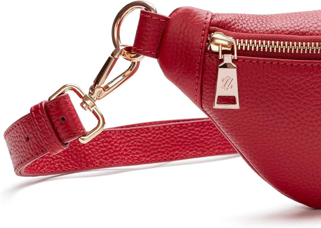 Lazarotti Bologna Leder Gürteltasche Damen | längenverstellbarer Tragegurt | grosse Bauchtasche 31 c