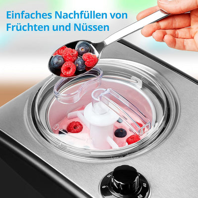 MEDION Eismaschine mit Kompressor (Eiscremebereiter & Yoghurt Maker, Joghurtmaschine, 1,5 Liter, 150