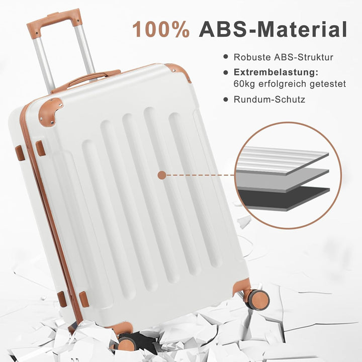 LALAHO Kofferset 4 teilig Hartschale, Koffer Set aus ABS, Reisekoffer mit Rollen Gross, Hartschalenk