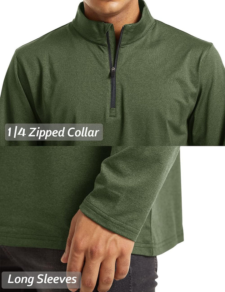 TACVASEN Pullover Herren Langarmshirt Half Zip Fleece Winterpullover Warm Atmungsaktiv Sport Sweatsh
