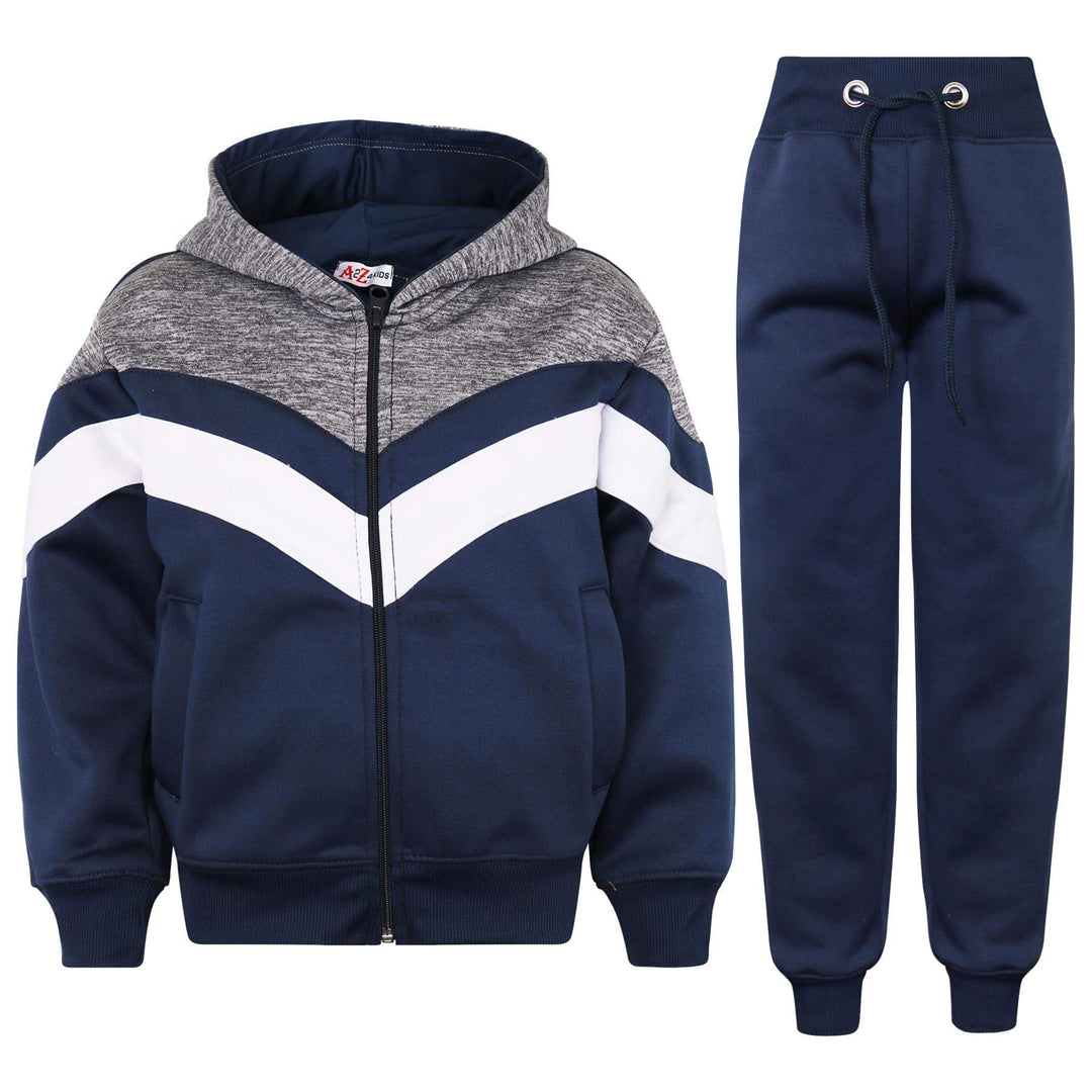 A2Z 4 Kids Mädchen Jungen Unisex Trainingsanzug Kontrast Einsätze Fleece Kapuzen Reissverschluss Hoo
