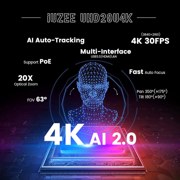 PTZ-Kamera 20X Optischer Zoom USB3.0 HDMI Konferenzkamera 1080P 60FPS Weitwinkel PTZ Camera für Kirc