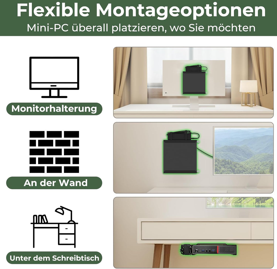 Mini PC Halterung für Lenovo ThinkCentre, Wand/VESA/Untertisch Halterung für Lenovo ThinkCentre M600