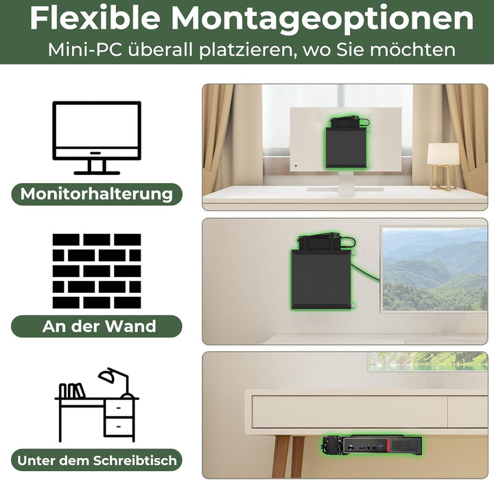 Mini PC Halterung für Lenovo ThinkCentre, Wand/VESA/Untertisch Halterung für Lenovo ThinkCentre M600