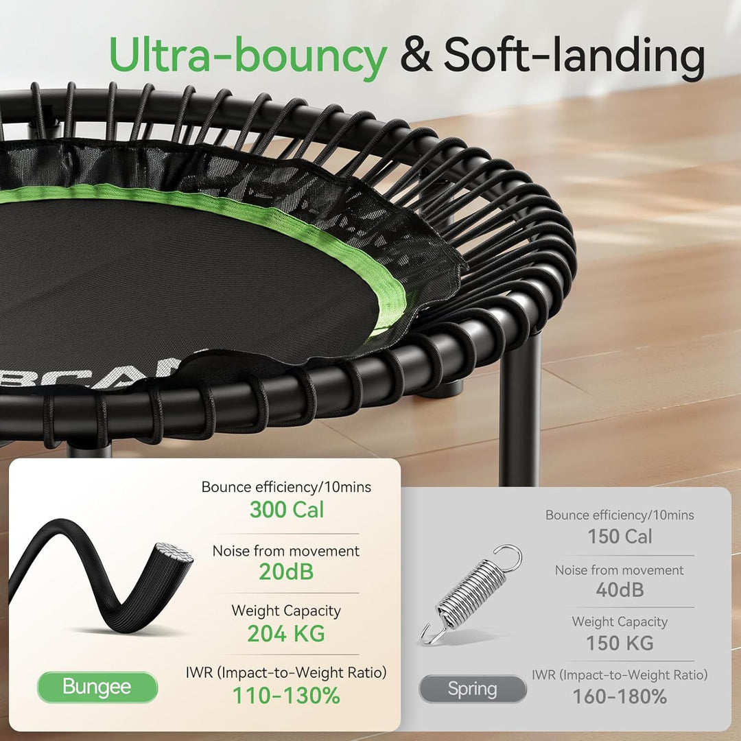 BCAN 204 kg Faltbares Mini-Trampolin, 102 cm Fitness-Trampolin für Erwachsene mit robusten Gummiseil