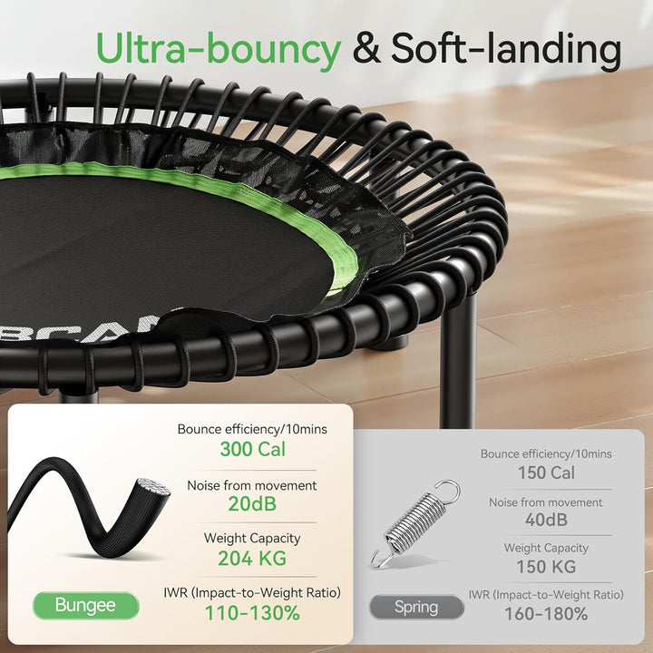 BCAN 204 kg Faltbares Mini-Trampolin, 102 cm Fitness-Trampolin für Erwachsene mit robusten Gummiseil