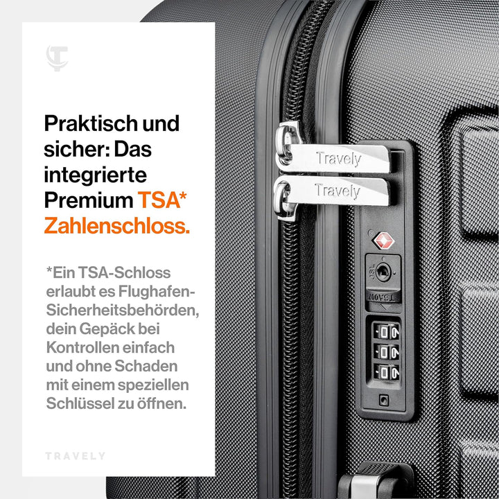 Travely Premium Koffer 24" Jede Menge Platz mit mehr als 75L Volumen, sehr robuster Hartschalen Koff