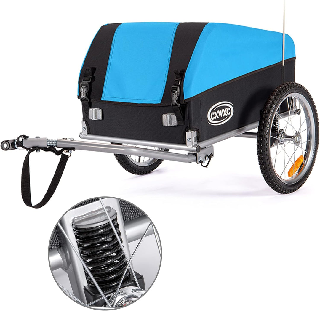 CXWXC Fahrradanhänger mit Stossdämpfer Grosser Laderaum bis 120L Tragkraft max. 88 Pfund/40KG, Klapp