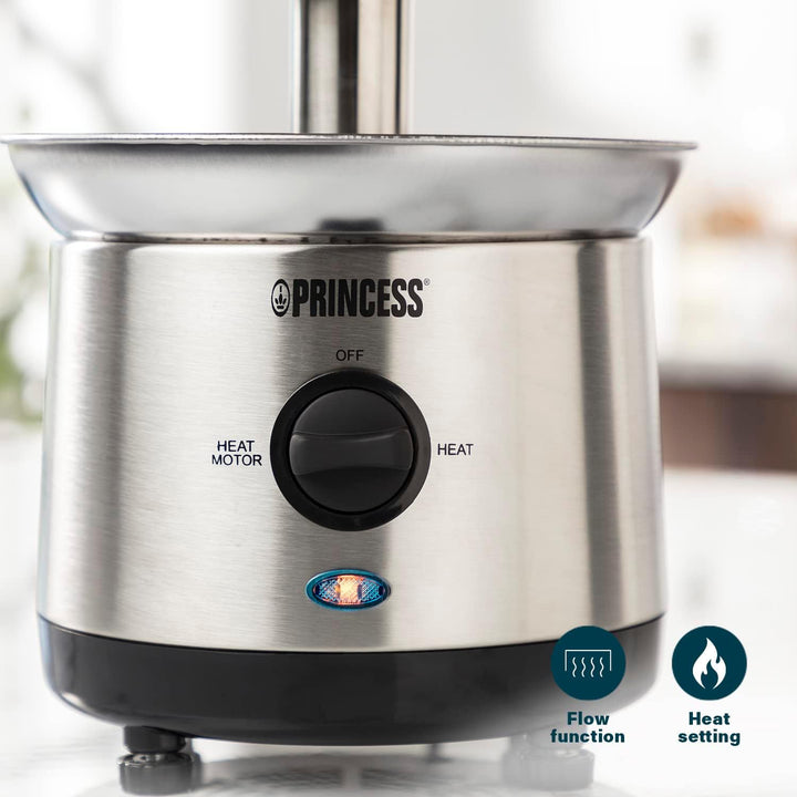 Princess Schokoladenbrunnen XXL – 4 Etagen, Warmhaltefunktion, 190 Watt, 1,1 Liter, PFOA und BPA Fre