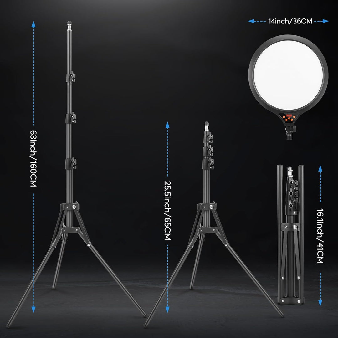 LED Videolicht 35CM, Ringlicht mit Stativ Stufenlose Dimmbare 2700-6500K Digitales Anzeigefeld Handy
