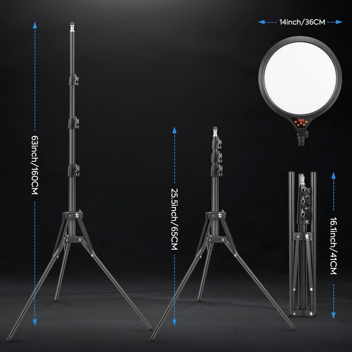 LED Videolicht 35CM, Ringlicht mit Stativ Stufenlose Dimmbare 2700-6500K Digitales Anzeigefeld Handy
