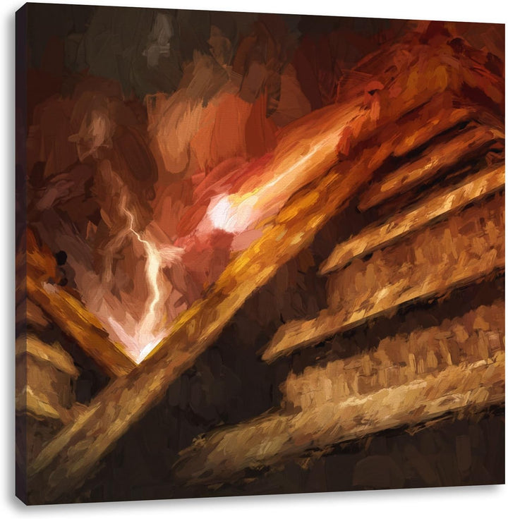 Pixxprint Majatempel bei Gewitter Pinsel Effekt, Format: 70x70 auf Leinwand, 70x70