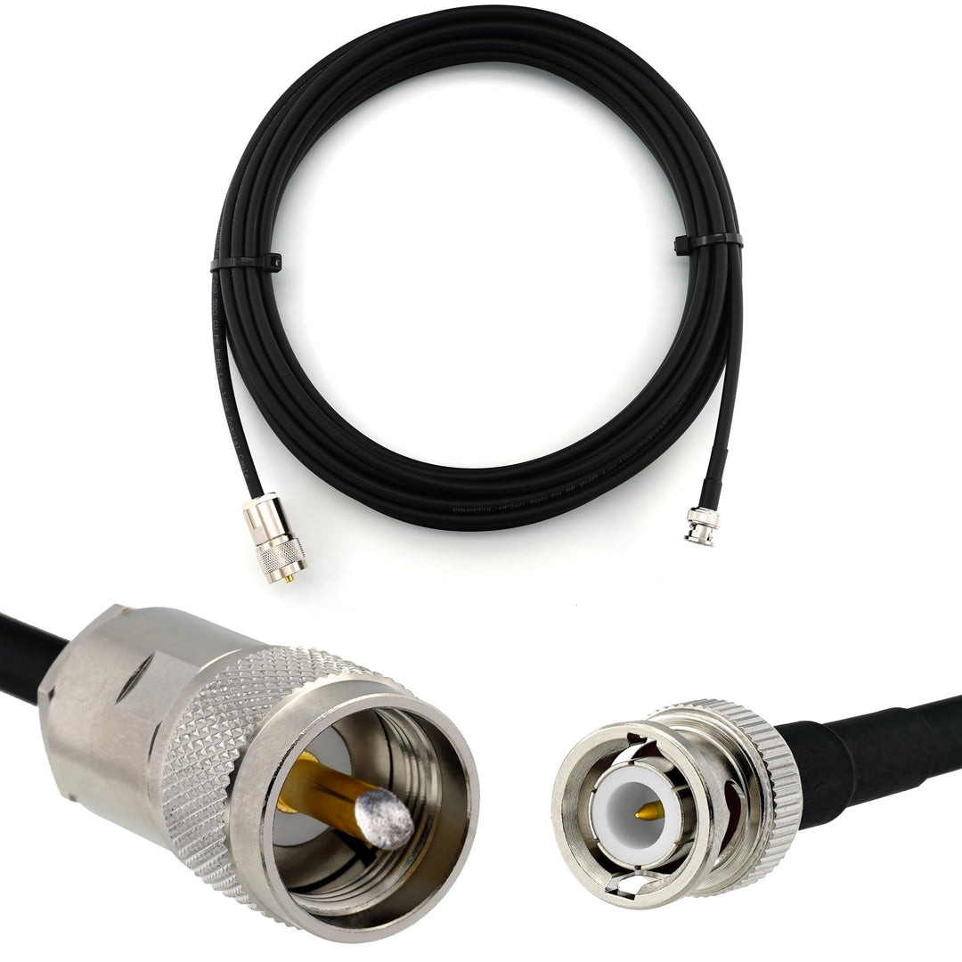 15m BNC Stecker auf PL259 UHF Koaxialkabel — BNC PL Verlängerungskabel HF-240 (LMR 240 Äquivalent) 1