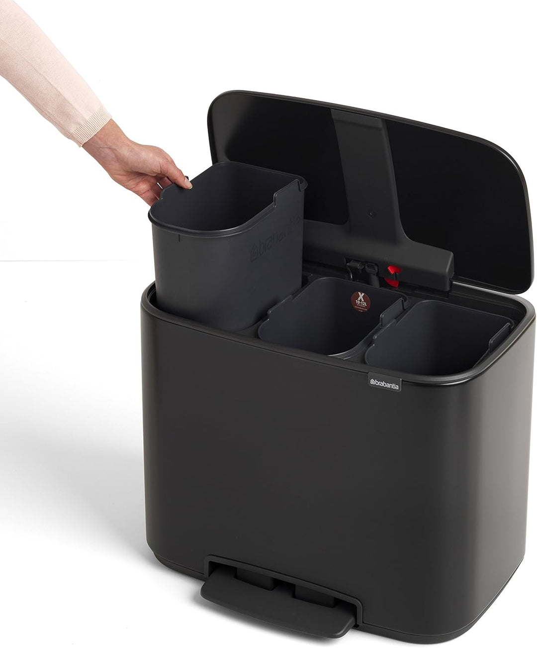 Brabantia Bo Treteimer 3 x 11 L Abfalleimer, Metall, Matt Schwarz, 54 x 36.5 x 44 cm, 1 Einheiten 3
