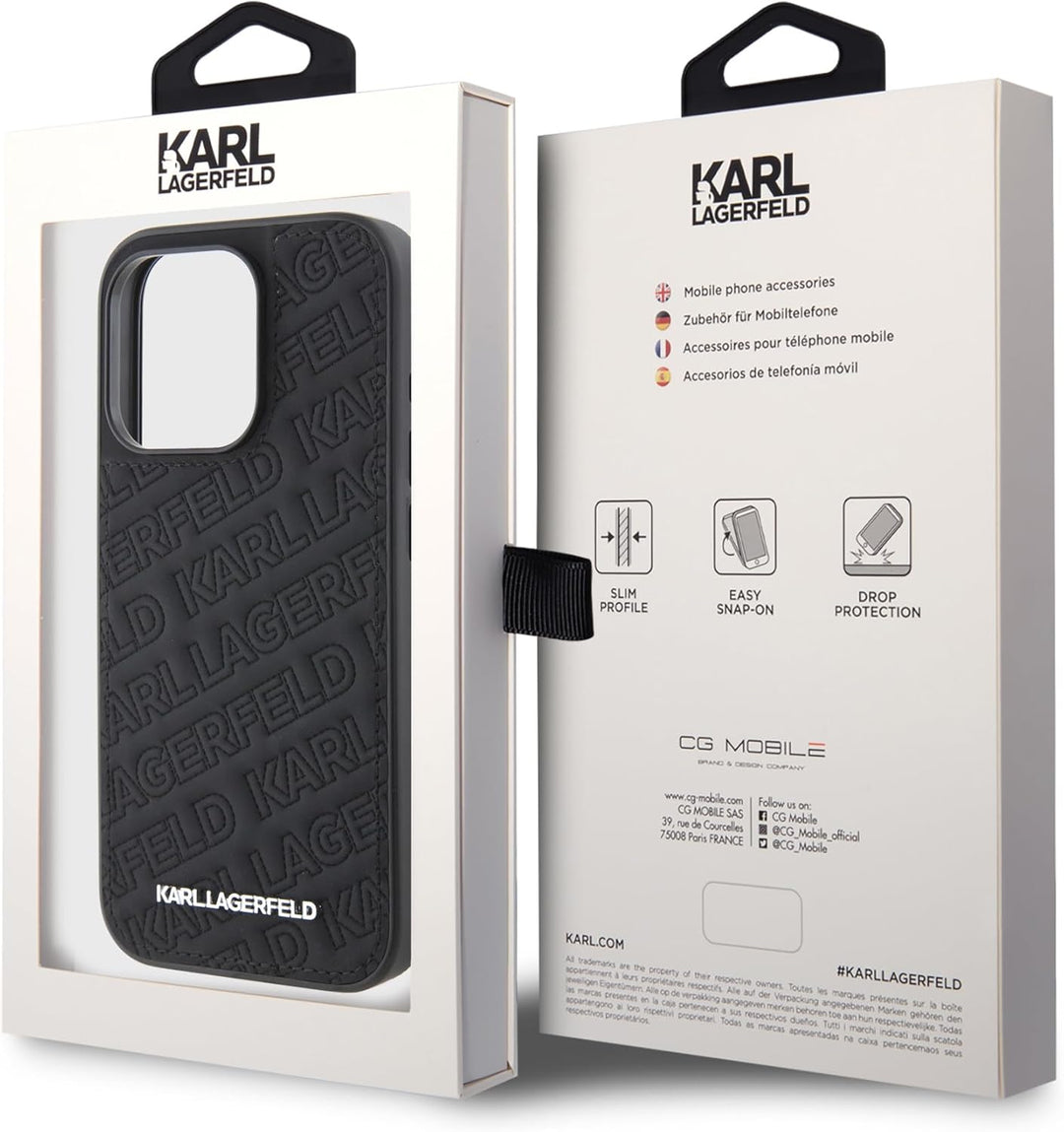 Karl Lagerfeld Gestepptes Karl Muster Hartschale für iPhone 15 Pro (Schwarz), Schwarz