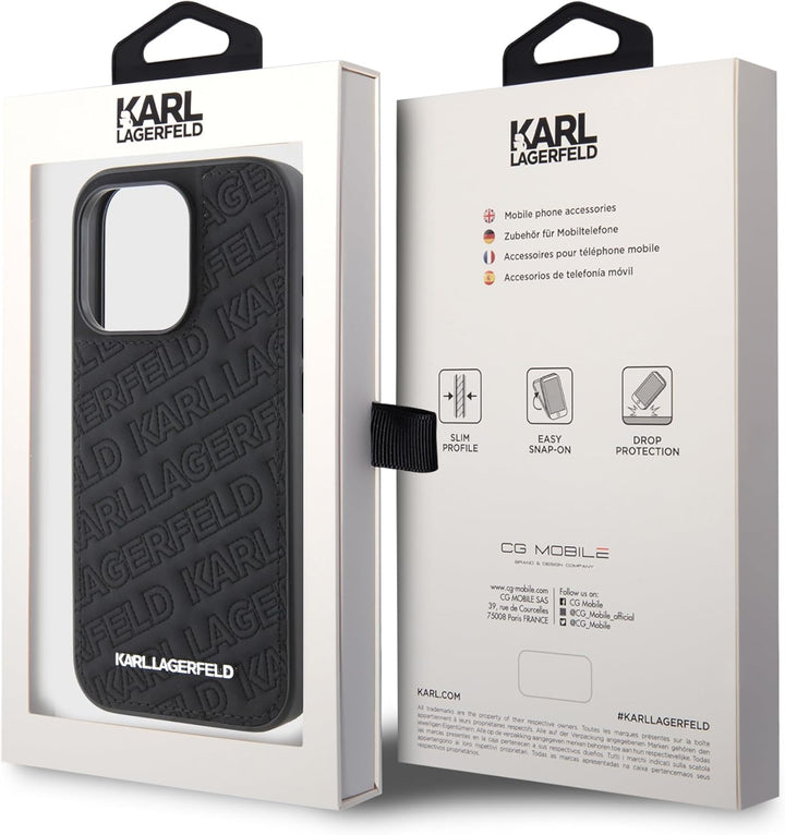 Karl Lagerfeld Gestepptes Karl Muster Hartschale für iPhone 15 Pro (Schwarz), Schwarz