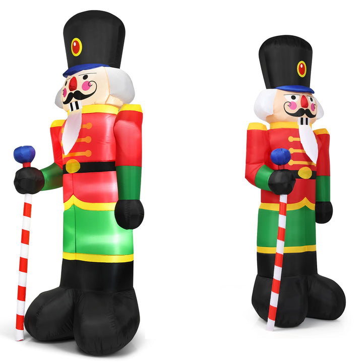 KOMFOTTEU Aufblasbarer Nussknacker Soldat 240cm, Klassische Weihnachtsdekoration mit 3 eingebaute Li