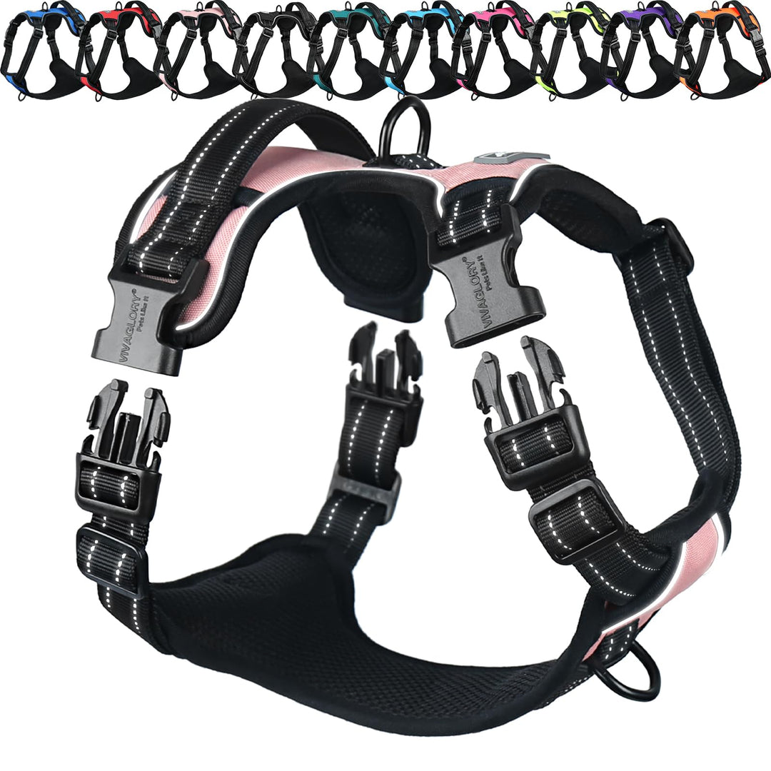 VIVAGLORY Easefit Hundegeschirr, Zugstopp Hundegeschirr Geschirr Hund Mit Griff, Anti Zieh Geschirr