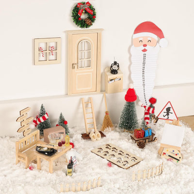 65Pcs Wichteltür mit Briefen, Wichtel Set Weihnachten Im Dunkeln Leuchten Komplettset, Elfentür Zube