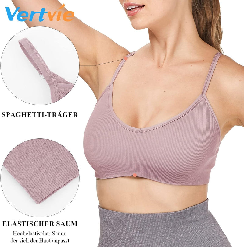 Vertvie Damen 2/3/4er Set Basic Wohlfühl BH Sport BH Spaghettiträger Bralette ohne Bügel Nahtlose Ge