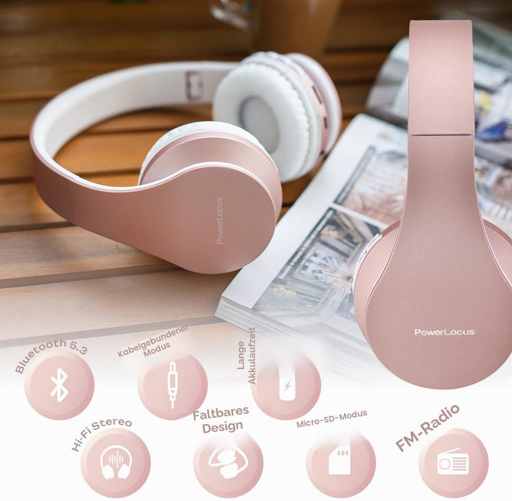 Bluetooth Kopfhörer, PowerLocus Over Ear Wireless Bluetooth Kopfhörer Faltbar Kabellose On Ear Ohrhö