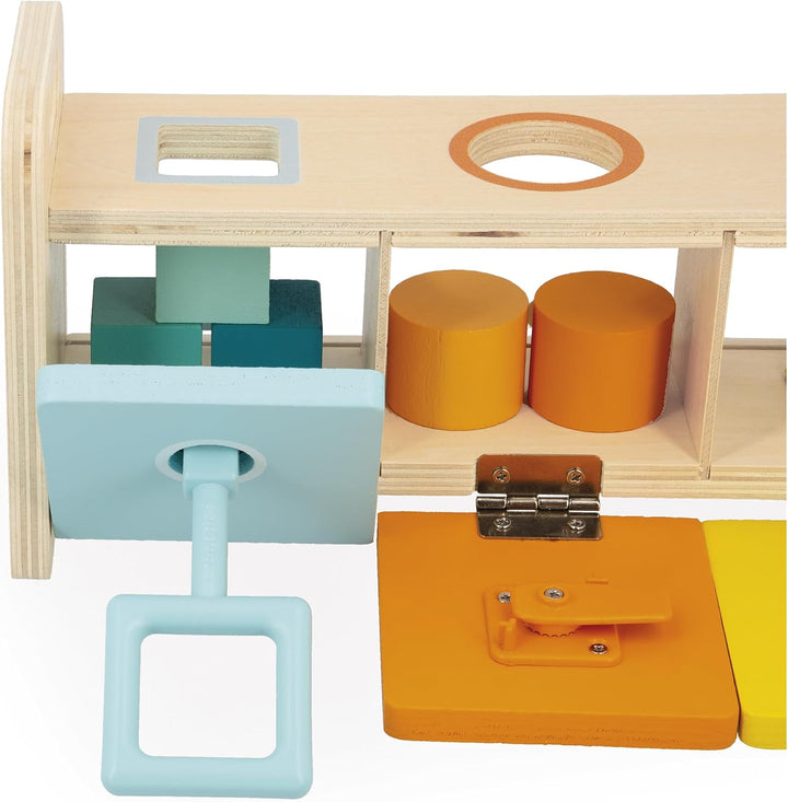 Janod - Essentiel - Der Schlüsselkasten - 2-in-1 Lernspiel aus Holz Babys und Kleinkinder - Erlernen