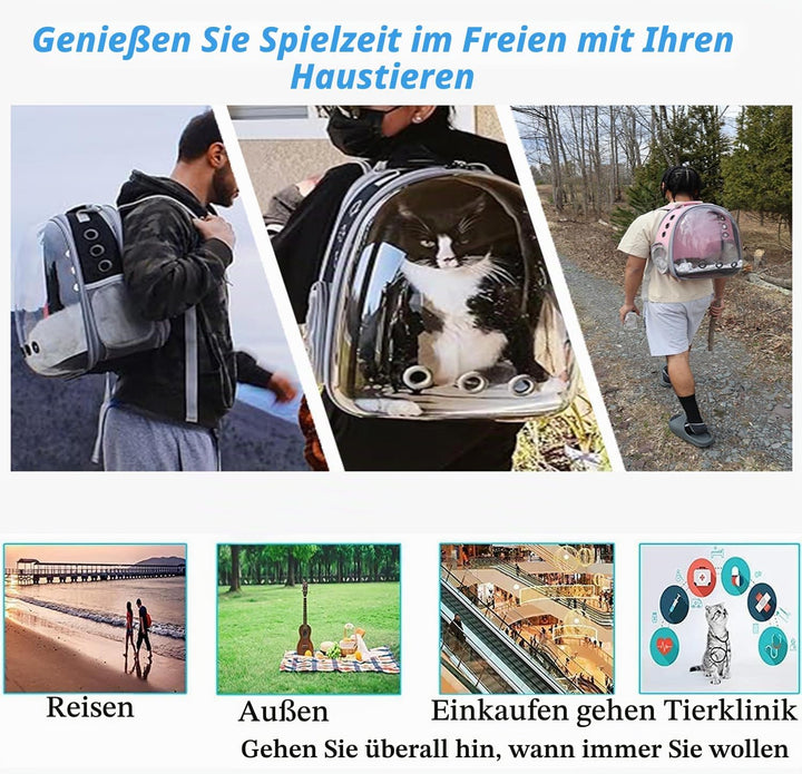 Erweiterbar Katzenrucksack Hunderucksack, Vorderrucksack für Katzen und Kleine Hunde, mit transparen