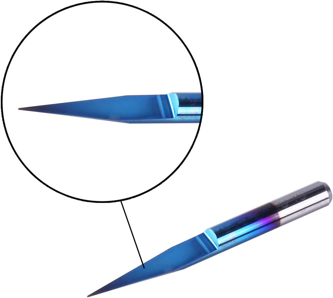 SainSmart Genmitsu 10Pcs Nano Blue Coat Gravierstichel, 15 Grad 0,1 mm Spitze 1/8"Schaft CNC Fräser