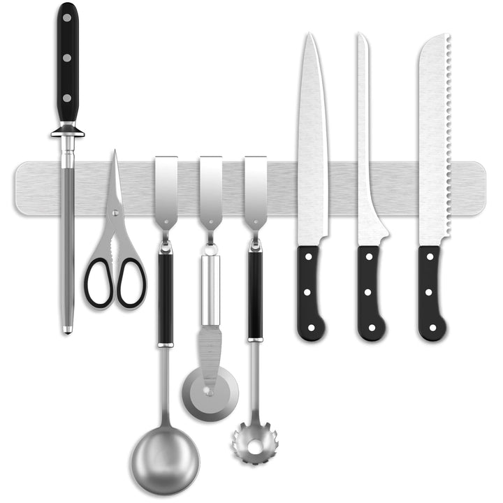 Fohil Messer Magnetleiste 40cm mit 3 Haken, Magnetleiste Edelstahl Messerhalter 16in Magnetisch Selb