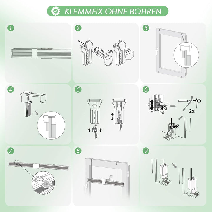 bobodeco Plissee ohne Bohren Klemmfix Faltrollo Jalousie Grau 55x150cm (BxH), Plisseerollo Sichtschu