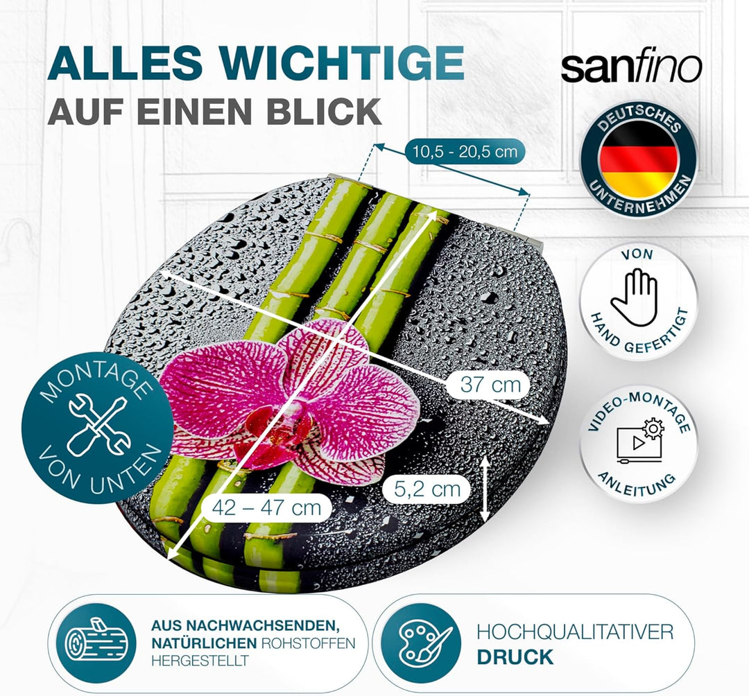 Premium WC Sitz mit Absenkautomatik – hochwertige Toilettendeckel aus Holz, viele bunte Motive, hohe