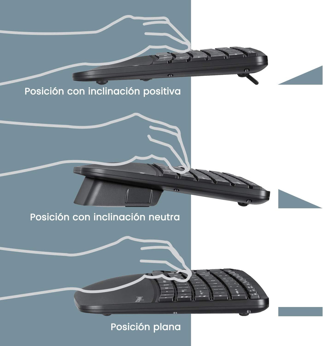 Perixx Periduo-606 Kompakt-Tastatur-Set, ergonomisch, kabellos, vertikal, tragbar, mit Verstellbarer