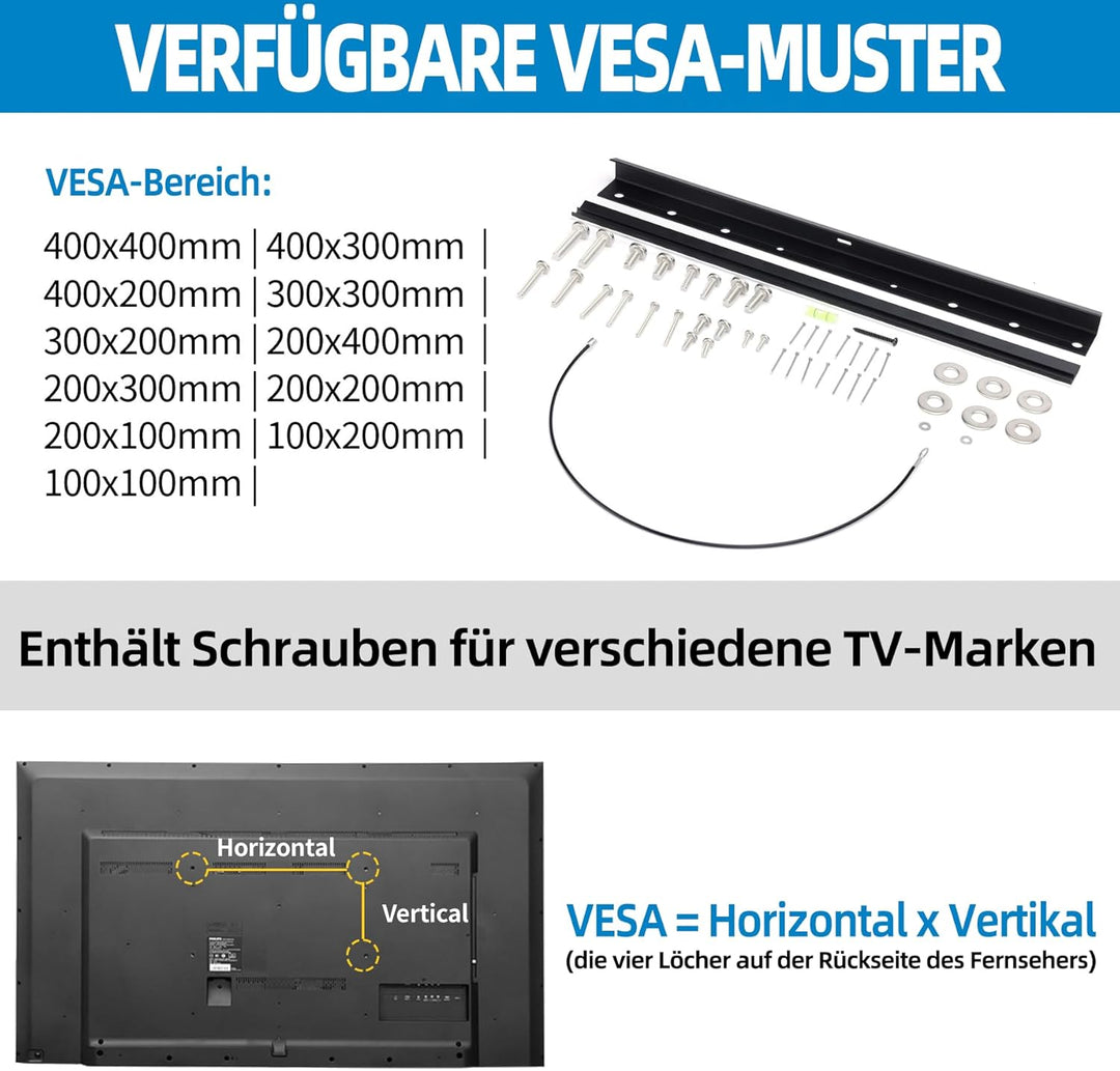 Antimbee TV Wandhalterung ohne Bolzen, Fernsehhalterung Wand, Wandhalterung Fernsehe für 13-55 Zoll